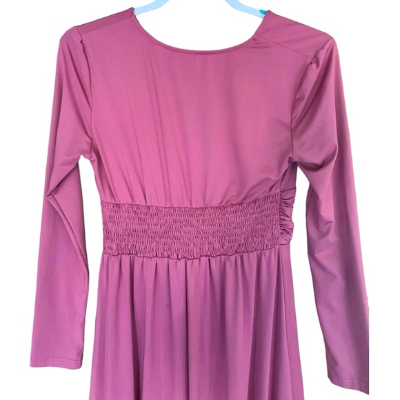 ANRABESS Small Women's Deep VNeck Long Dresses Pleated High Waist Slit MaxiDress - Picture 10 of 12